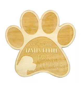 Portugiesischer Wasserhund - Tasse Untersetzer, graviert Untersetzer mit Hund, Geschenk für Hundeliebhaber von Art-Dog Marke