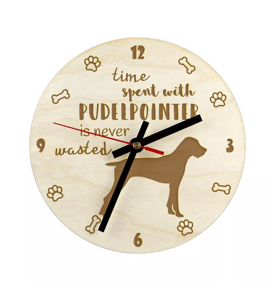 Pudelpointer - horloge avec chien, horloge en bois, horloge murale pour les amoureux des chiens, horloge de bureau et étagère, Art-Dog