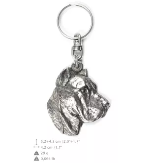 Presa Canario, Dogo Canario, Canary Mastiff - Silver-plated pendant with a dog in a decorative box, handbag decoration, backpack pendant by Art-Dog brand