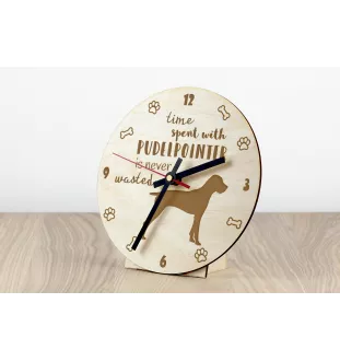 Pudelpointer - horloge avec chien, horloge en bois, horloge murale pour les amoureux des chiens, horloge de bureau et étagère, Art-Dog