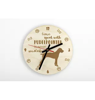 Pudelpointer - horloge avec chien, horloge en bois, horloge murale pour les amoureux des chiens, horloge de bureau et étagère, Art-Dog