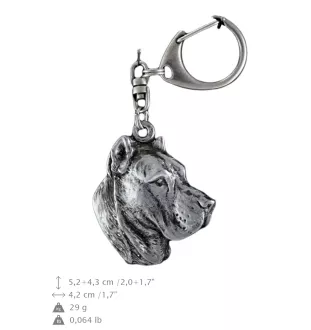 Presa Canario, Dogue des Canaries, Dogo canario - Porte-clés argenté avec un chien dans une boîte cadeau, décoration de sac à main, pendentif de sac à dos par la marque Art-Dog