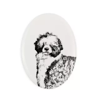 Chien d'eau portugais - une plaque commémorative avec une photo de chien, une plaque funéraire avec une impression, une plaque ovale personnalisée de la marque Art-Dog