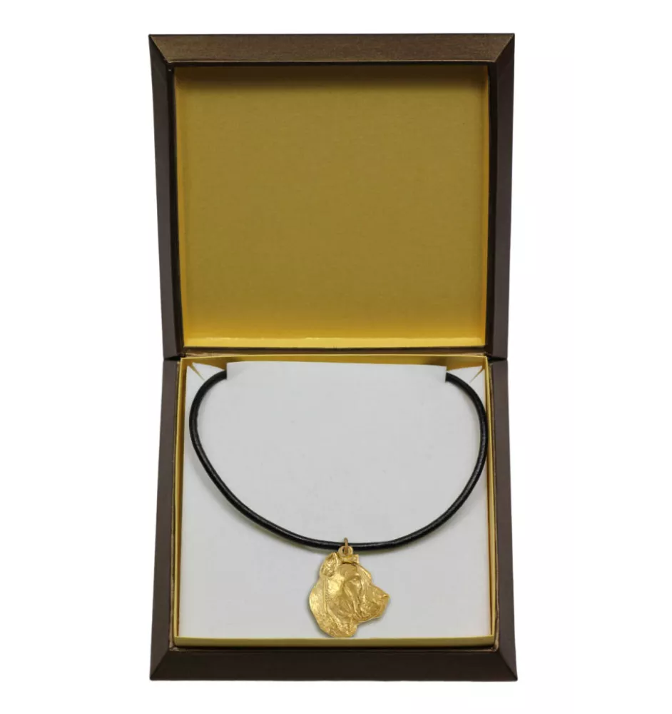 Presa Canario, Dogo Canario, Canary Mastiff - Dog necklace in gift box, gold-plated pendant for dog fan, striking jewellery by Art-Dog