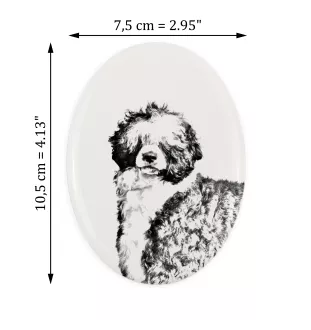 Portuguese Water Dog, Portie, PWD, Water Dog - commemorative plaque with a photo of a dog, tombstone with a print, personalized oval plaque from the Art-Dog brand