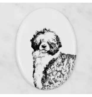 Chien d'eau portugais - une plaque commémorative avec une photo de chien, une plaque funéraire avec une impression, une plaque ovale personnalisée de la marque Art-Dog