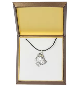 Presa Canario, Kanarische Dogge, Dogo Canario - Hundehalsband in Geschenkbox, versilbertes Medaillon für Hundefans, markanter Anhänger der Marke Art-Dog