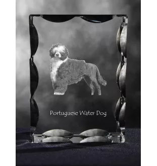 Portuguese Water Dog, Portie, PWD, Water Dog - crystal with a picture of a dog, glass statuette with a picture, unique frame with a picture from Art-Dog brand
