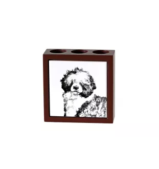 Portugiesischer Wasserhund - Stifthalter mit Hund, Schreibtischorganizer mit Aufdruck, personalisierte Schreibtischdekoration der Marke Art-Dog