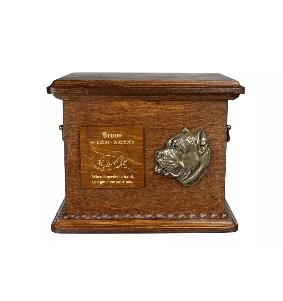 Presa Canario, Dogo Canario, Canary Mastiff - urn for dog ashes, personalized urn with engraving and bas-relief, commemorative box for dog ashes by Art-Dog brand