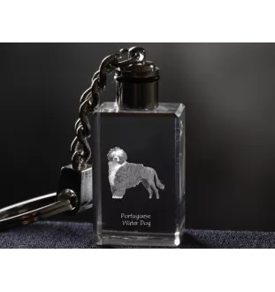 Chien d'eau portugais - Porte-clés en cristal avec photo de chien, porte-clés lumineux, cadeau unique de la marque Art-Dog