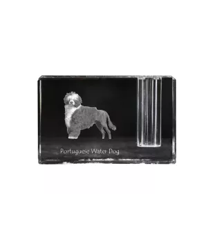 Portuguese Water Dog, Portie, PWD, Water Dog - Pen stand, crystal organiser with dog photo, unique desk decoration by Art-Dog brand