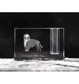 Chien d'eau portugais - Porte-stylos, organiseur en cristal avec photo de chien, décoration de bureau unique par la marque Art-Dog
