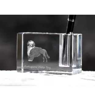 Chien d'eau portugais - Porte-stylos, organiseur en cristal avec photo de chien, décoration de bureau unique par la marque Art-Dog