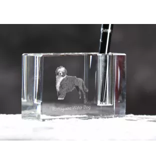 Portuguese Water Dog, Portie, PWD, Water Dog - Pen stand, crystal organiser with dog photo, unique desk decoration by Art-Dog brand