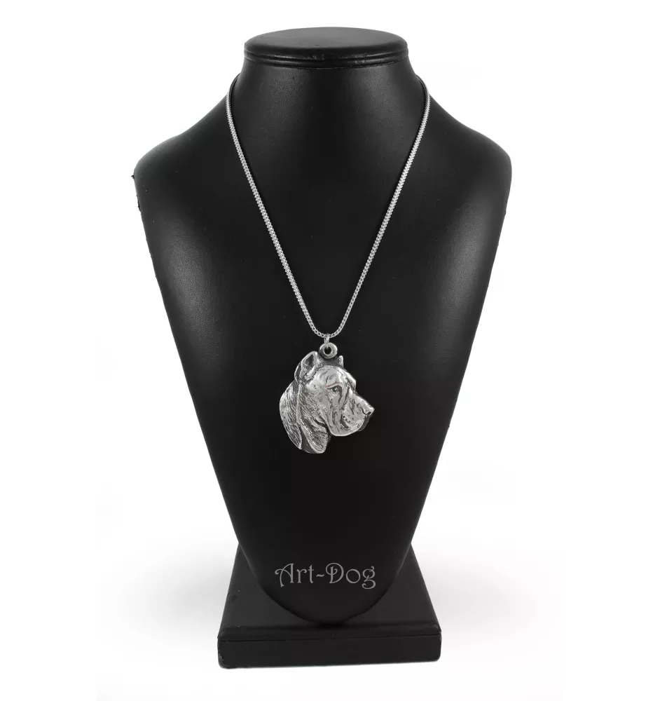 Presa Canario, Dogue des Canaries, Dogo canario - un collier avec un chien, un pendentif de chien sur une chaîne en argent, un bijou unique de la marque Art-Dog