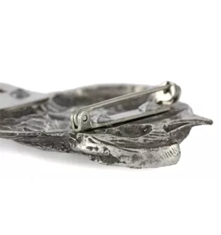 Presa Canario, Dogo Canario, Canary Mastiff - brooch with a clip, holder for a start number, silver-plated dog show pin from the Art-Dog brand
