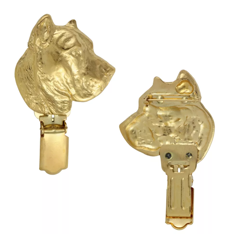 Presa Canario, Dogue des Canaries, Dogo canario - broche avec pince, support doré pour numéro de départ, élégante épingle pour exposition de chiens de la marque Art-Dog