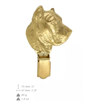 Presa Canario, Kanarische Dogge, Dogo Canario - Brosche mit Clip, vergoldeter Startnummernhalter, elegante Hundeaustellungsnadel der Marke Art-Dog