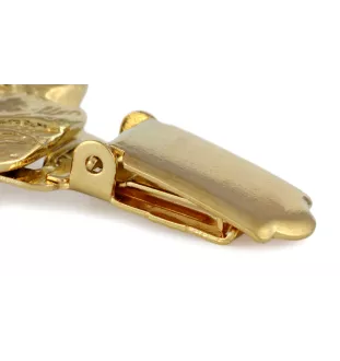 Presa Canario, Dogo Canario, Canary Mastiff - brooch with a clip, gold-plated holder for a start number, a gift for a dog show by Art-Dog brand.