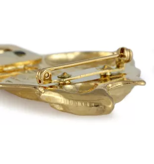 Presa Canario, Dogo Canario, Canary Mastiff - brooch with a clip, gold-plated holder for a start number, a gift for a dog show by Art-Dog brand.