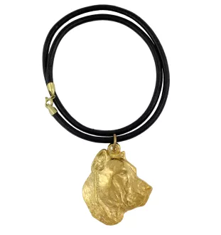 Presa Canario, Dogo Canario, Canary Mastiff - keychain and necklace with a dog in a box, high-quality gold-plated product, Art-Dog brand