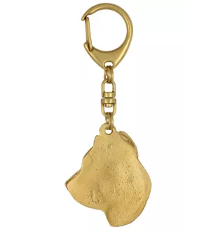 Presa Canario, Dogo Canario, Canary Mastiff - keychain and necklace with a dog in a box, high-quality gold-plated product, Art-Dog brand