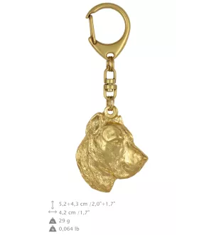 Presa Canario, Dogue des Canaries, Dogo canario - porte-clés et collier avec chien dans une boîte, produit plaqué or de haute qualité, marque Art-Dog