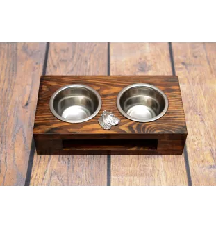 Presa Canario, Dogo Canario, Canary Mastiff - wooden stand with bowls for a dog, steel dog bowls, a gift for adopting a dog from the Art-Dog brand
