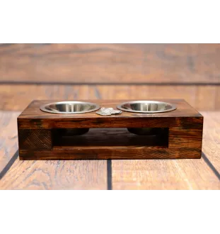 Presa Canario, Dogo Canario, Canary Mastiff - wooden stand with bowls for a dog, steel dog bowls, a gift for adopting a dog from the Art-Dog brand