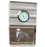 Portugiesischer Wasserhund - Glasuhr mit Foto, Foto eines Hundes im Kristall, personalisierte Tischuhr für das Büro der Marke Art-Dog