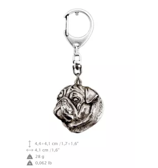 Carlin, Pug, Mops I - Porte-clés argenté avec chien, décoration de sac à main, pendentif de sac à dos par la marque Art-Dog