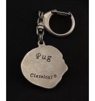 Carlin, Pug, Mops I - Porte-clés argenté avec chien, décoration de sac à main, pendentif de sac à dos par la marque Art-Dog