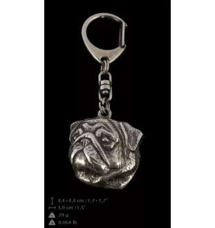 Pug II - Silver-plated key ring with dog, handbag decoration, backpack pendant by Art-Dog brand