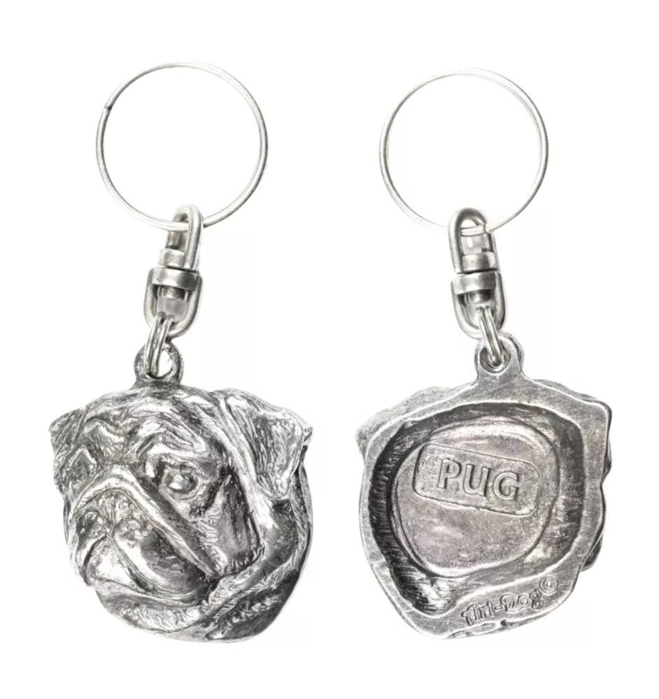 Carlin, Pug, Mops II - Pendentif chien argenté, décoration de sac à main, pendentif sac à dos par la marque Art-Dog