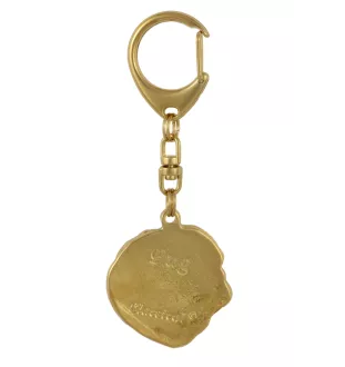 Mops, Pug, Carlin, Carlino, Doguillo I - Vergoldeter Schlüsselanhänger mit Hund, Handtaschenschmuck, Luxus-Accessoire der Marke Art-Dog