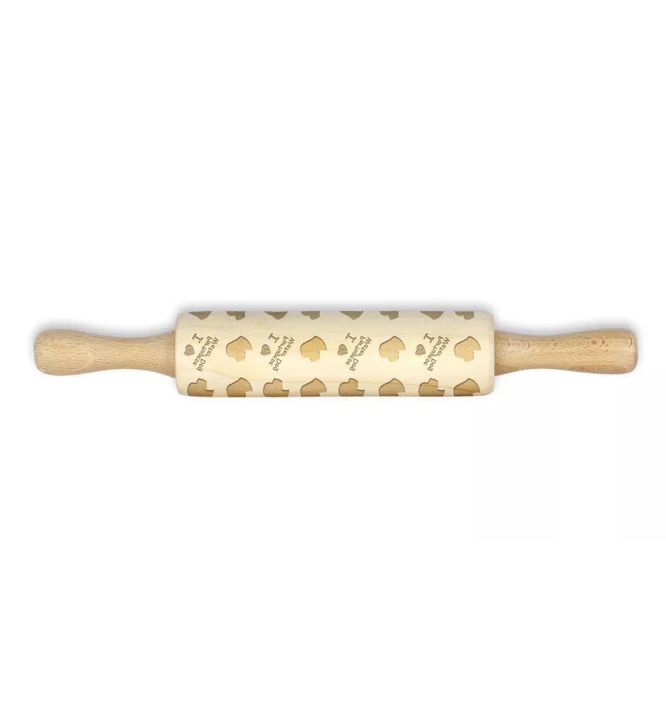 Portuguese Water Dog, Portie, PWD, Water Dog - small rolling pin with a dog pattern, a rolling pin for children's dough, decorating ceramic clay by Art-Dog brand