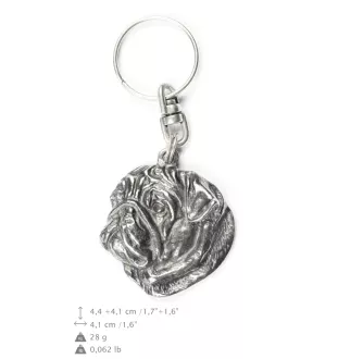 Mops, Pug, Carlin, Carlino, Doguillo I - Versilberter Anhänger mit einem Hund in einer dekorativen Box, Handtaschenschmuck, Rucksackanhänger der Marke Art-Dog