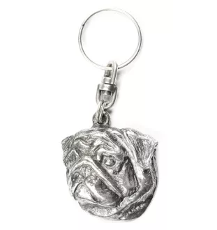 Pug II - Silver-plated pendant with a dog in a decorative box, handbag decoration, backpack pendant by Art-Dog brand