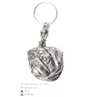Pug II - Silver-plated pendant with a dog in a decorative box, handbag decoration, backpack pendant by Art-Dog brand