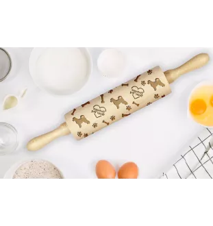 Portuguese Water Dog, Portie, PWD, Water Dog - rolling pin with a dog, decorating cookies with a rolling pin in patterns, a gift for the ceramicist of the Art-Dog brand