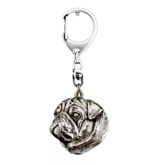 Pug I - Silver-plated key ring with a dog in a gift box, handbag decoration, backpack pendant by Art-Dog brand