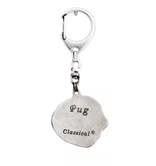 Carlin, Pug, Mops I - Porte-clés argenté avec un chien dans une boîte cadeau, décoration de sac à main, pendentif de sac à dos par la marque Art-Dog