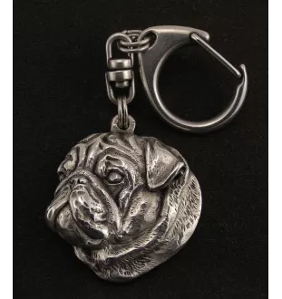 Pug I - Silver-plated key ring with a dog in a gift box, handbag decoration, backpack pendant by Art-Dog brand