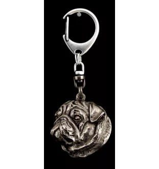 Carlin, Pug, Mops I - Porte-clés argenté avec un chien dans une boîte cadeau, décoration de sac à main, pendentif de sac à dos par la marque Art-Dog