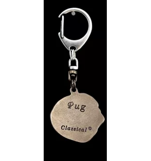 Pug I - Silver-plated key ring with a dog in a gift box, handbag decoration, backpack pendant by Art-Dog brand