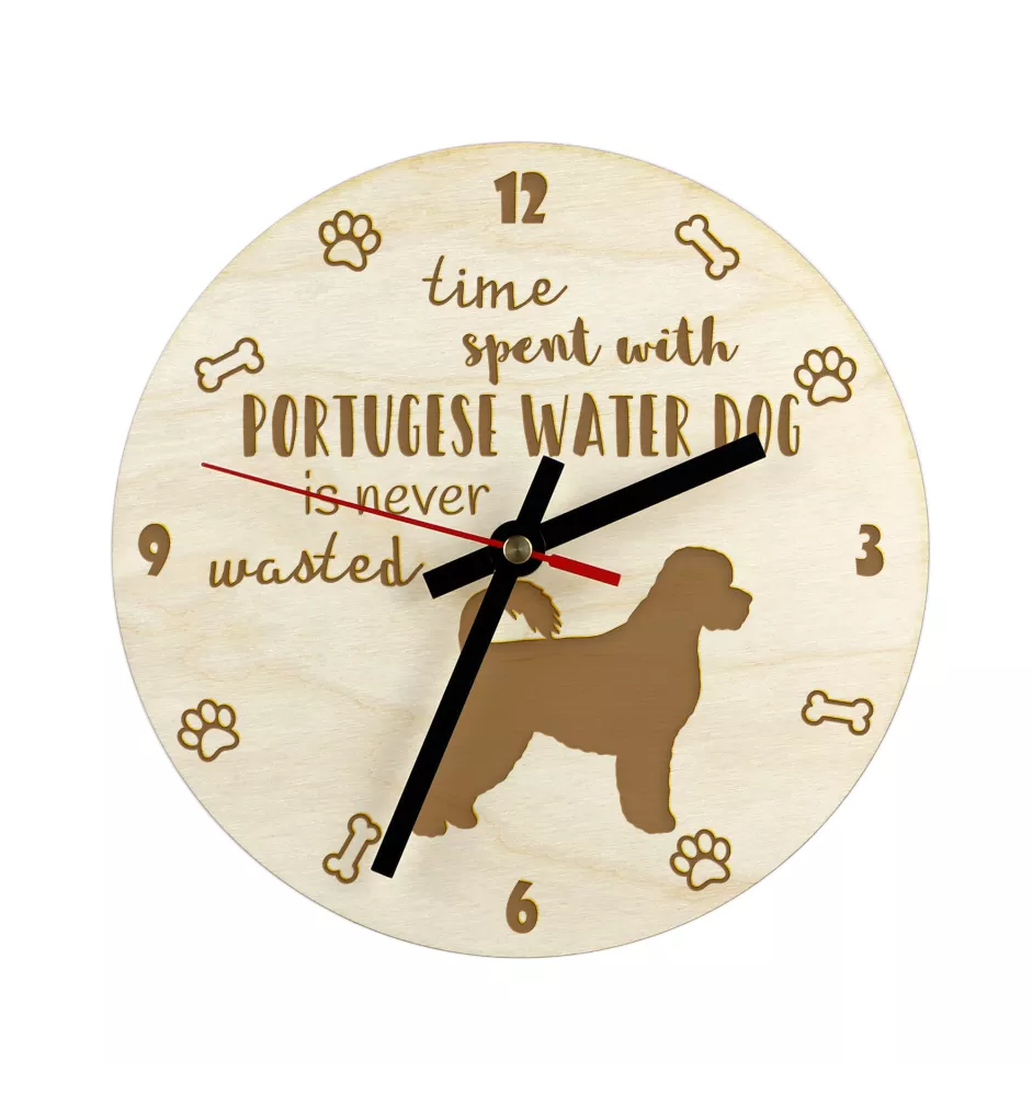 Portugiesischer Wasserhund - Hundeuhr, Holzuhr, Wanduhr für Hundefreunde, Tisch- und Regaluhr, Art-Dog