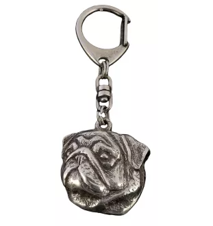 Pug II - Silver-plated key ring with a dog in a gift box, handbag decoration, backpack pendant by Art-Dog brand