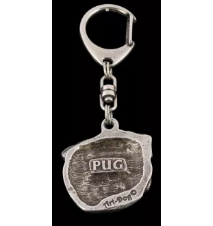 Pug II - Silver-plated key ring with a dog in a gift box, handbag decoration, backpack pendant by Art-Dog brand