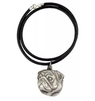 Pug II - Necklace with dog, silver-plated pendant for dog fan, unique jewelry by Art-Dog brand